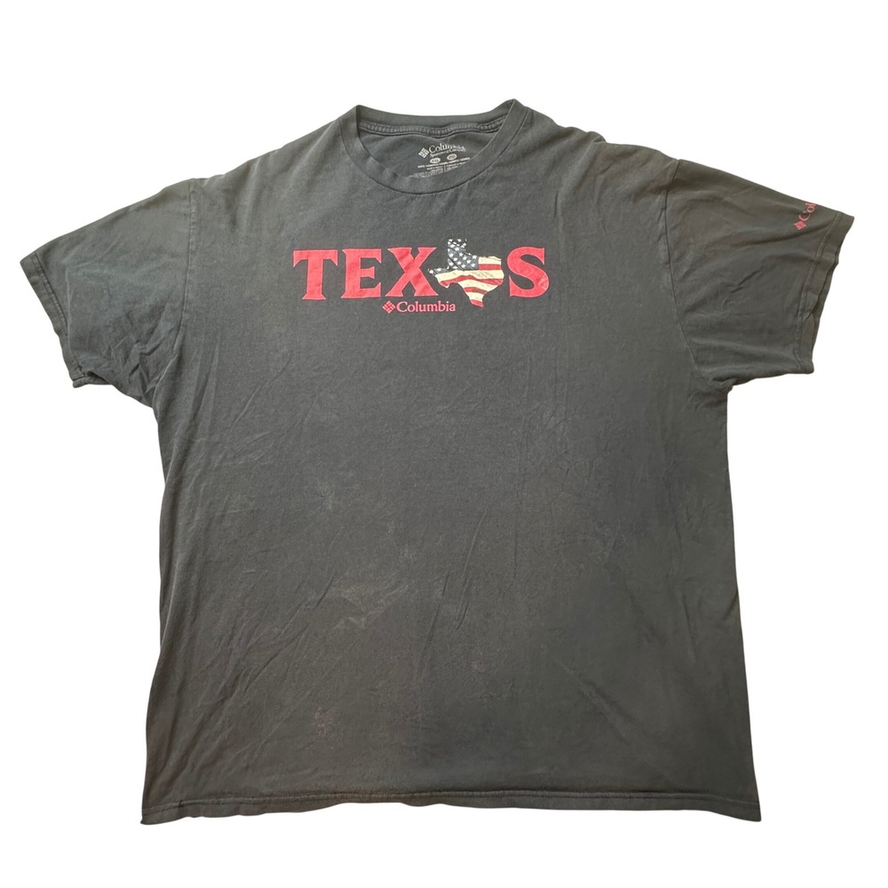 Columbia T-Shirt Mens XXL Blue Texas American Flag Graphic Short Sleeve Cotton